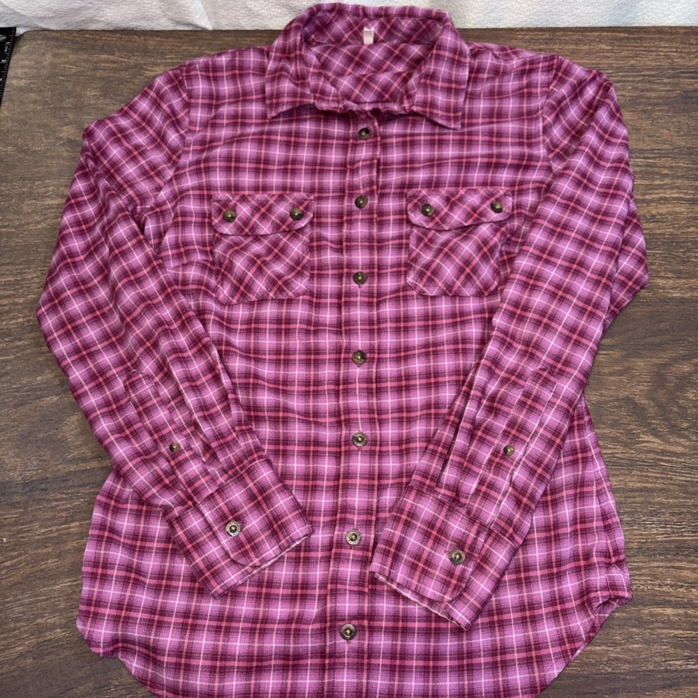 Mountain Khakis Women's Small Long Sleeve Plaid Button Up Shirt Pink Purple
